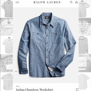 Ralph Lauren RRL (Double RL) Blue Chambray Long Sleeve Shirt. BRAND NEW!!!